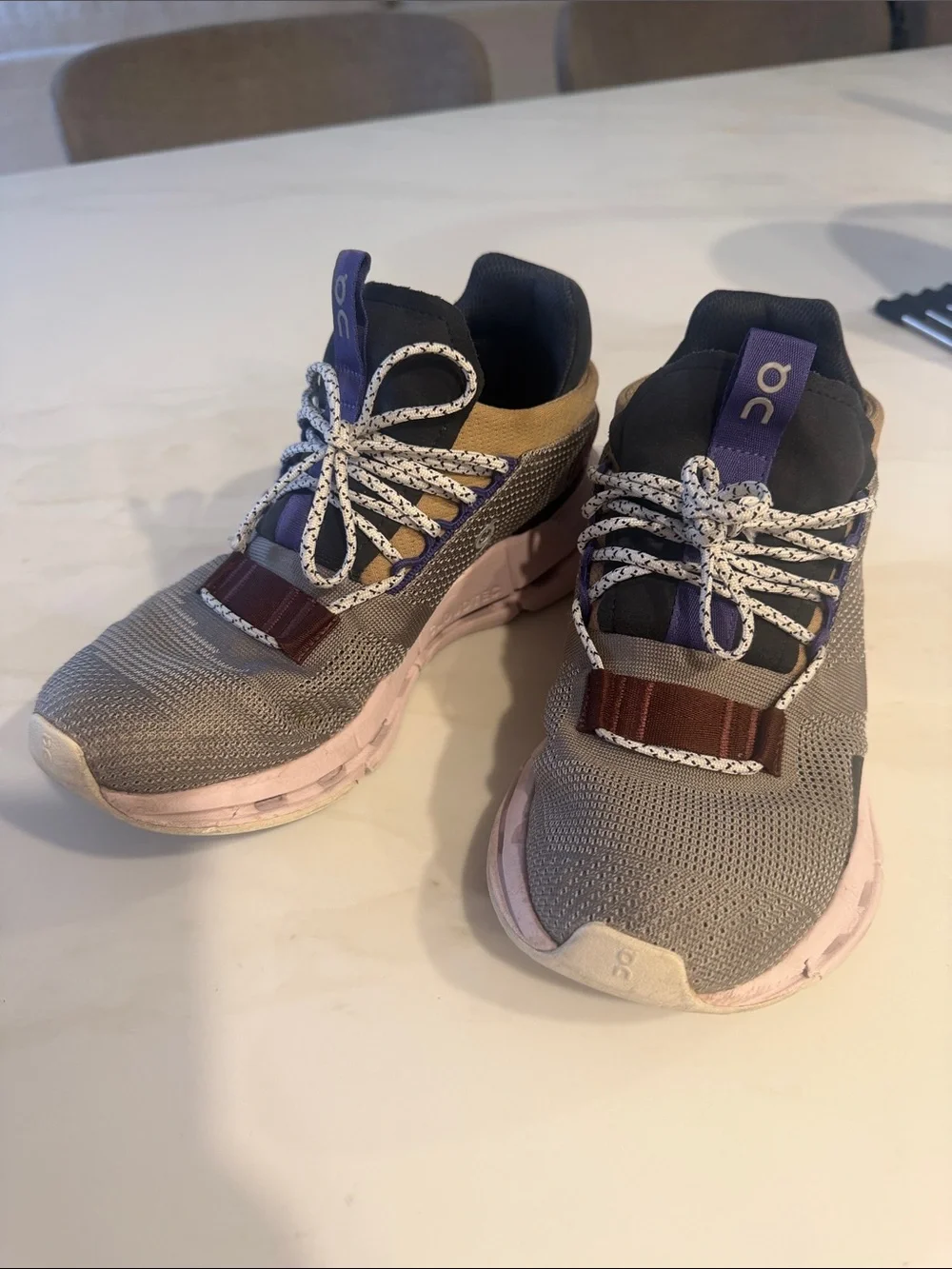 On Running Women's Knit Sneakers in Gray, Pink & Purple Accents